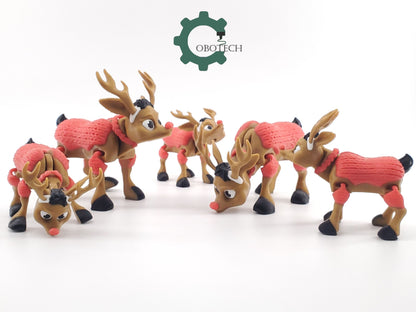 3D Print Articulated Reindeer by Cobotech, Articulated Toys, Desk Decor, Unique Holiday Gift