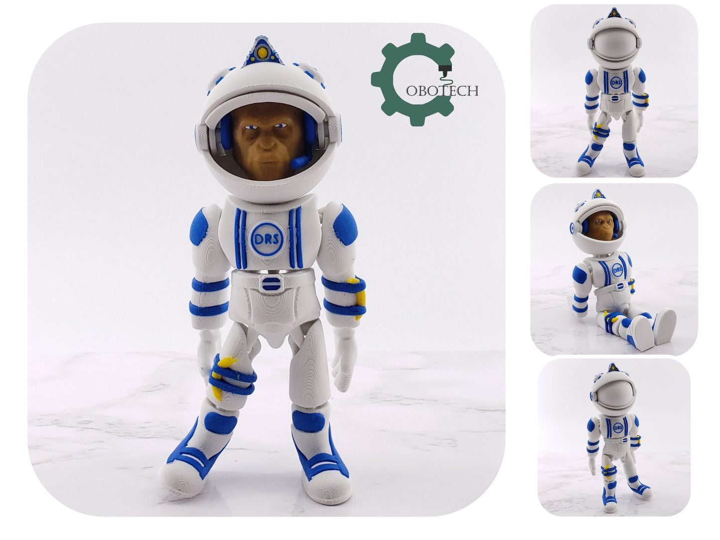 3D Printed Articulated Apestronaut by Cobotech, Ape Astronaut, Home Decorations, Desk Décor, Unique Gift, 3D Print Toys