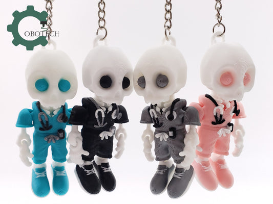 3D Print Articulated Male Skelly Nurse Keychain by Cobotech, Articulated Skeleton Nurse, Unique Decorations, Cool Gift