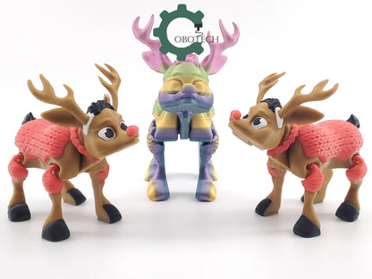 3D Print Articulated Reindeer by Cobotech, Articulated Toys, Desk Decor, Unique Holiday Gift