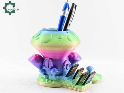 Digital Downloads Cobotech Mushroom House Switch Game Card and Pen Holder  - Gaming Desk Accessory