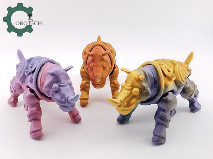 3D Print Articulated RhinoGuard by Cobotech, Articulated Rhino, Articulated Toys, Desk Decor, Cool Gift