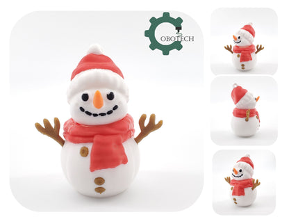 3D Print Twisty Snowman Ornament by Cobotech, Christmas Gift, Holiday Decoration, Unique Holiday Gift