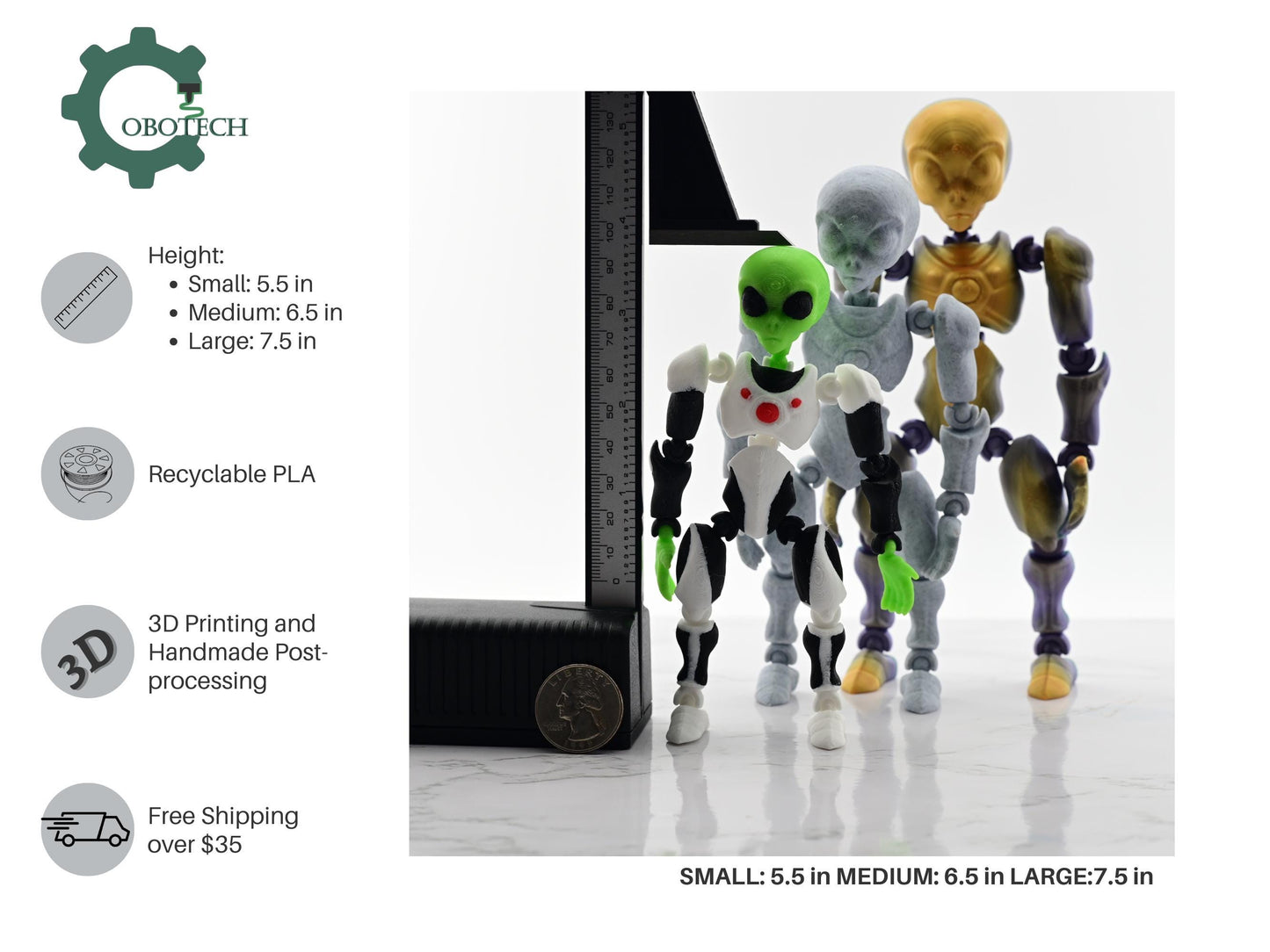 3D Print Articulated Robot Alien - Fully Poseable Robot Alien - Fun 3D Printed Halloween Toys - Unique Halloween Gifts - Halloween Decor