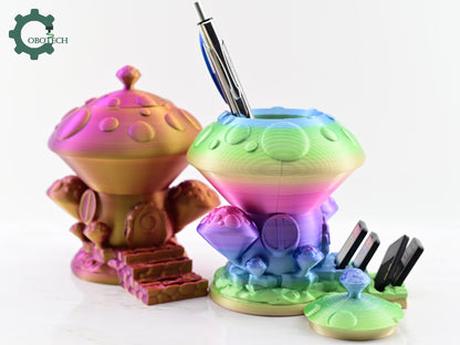 Digital Downloads Cobotech Mushroom House Switch Game Card and Pen Holder  - Gaming Desk Accessory