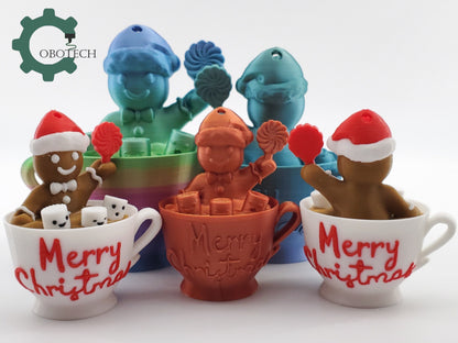 3D Print Twisty Gingerbread Man In A Cup Ornament by Cobotech, Christmas Gift, Birthday Gift, Desk Decor, Unique Ornament