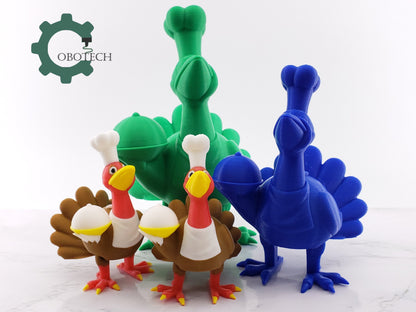 3D Printed Articulated Turkey Chef, Articulated Turkey, Articulated Toy, Handmade Home Decorations, Thanksgiving Décor, Cool Gift Idea