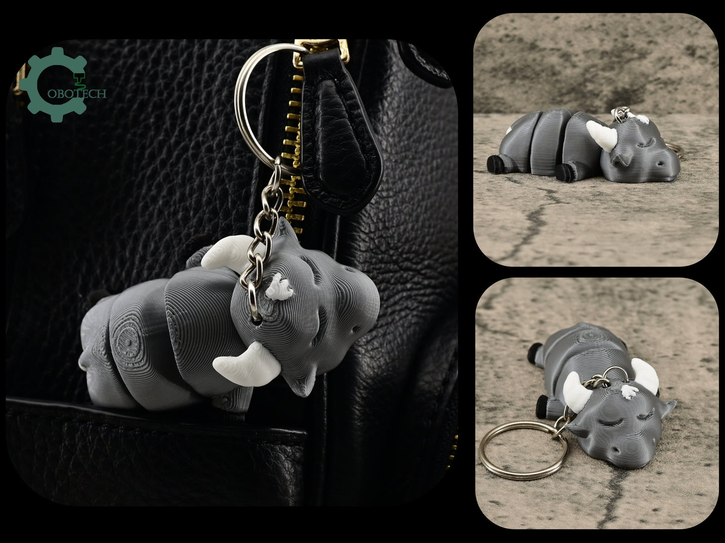 Cute Sleeping Animal Keychain Articulated Buffalo Keychain by Cobotech, 3d printed sleeping animal keychain, unique adorable keychain gifts