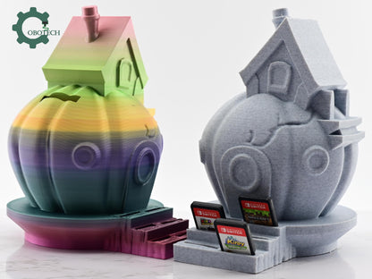 3D Print Cozy Pumpkin House Game Card Holder and Piggy Bank by Cobotech - Game Card Organizer - Desk Home Decor - Halloween Fall Decor