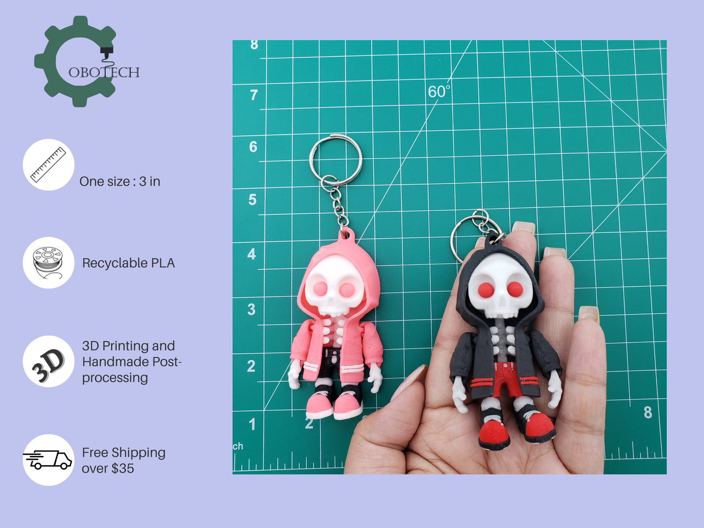 3D Print Articulated HoodieBones Keychain, Articulated Skeleton Keychain, Skeleton Wears Hoodie, Fidget Toy, Cool Gift