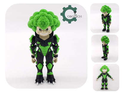 3D Print Articulated Broccoli Monster by Cobotech, Articulated Toy, Halloween Decorations, Desk Décor, Unique Gift Ideas