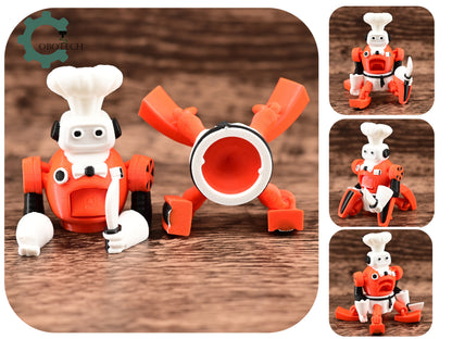 3D Print Articulated Robo Chef Toy, Unique Gift for Robot Lovers, Cute Articulated Kitchen Decor
