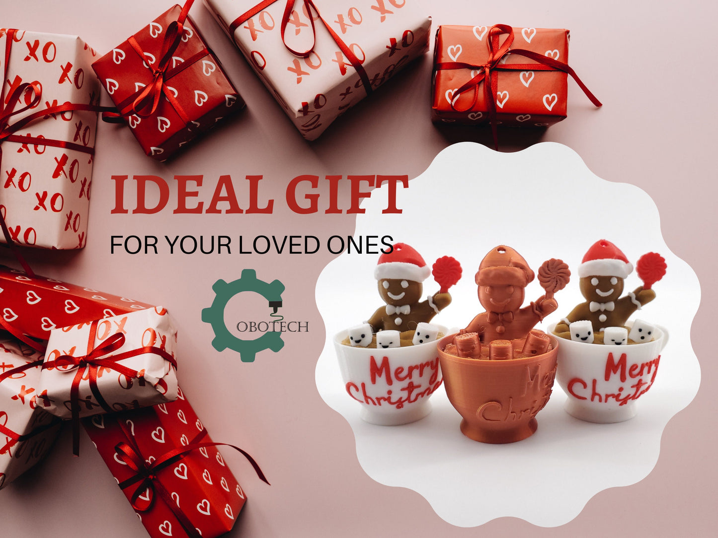 3D Print Twisty Gingerbread Man In A Cup Ornament by Cobotech, Christmas Gift, Birthday Gift, Desk Decor, Unique Ornament