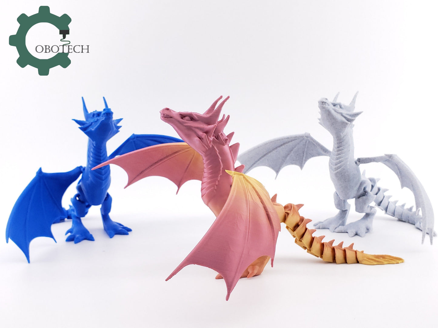 3D Print Articulated Dragon with Detachable Wings by Cobotech, Articulated Toy, Home/Desk Decoration, Cool Gift