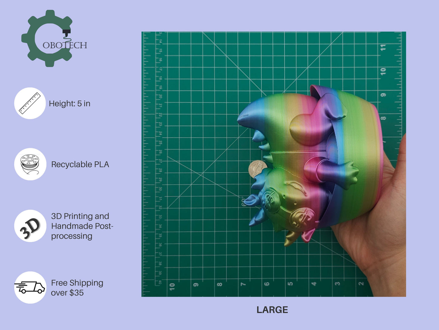 3D Printed Baby Dragon Piggy Bank by Cobotech, Lucky Dragon Piggy Bank Gifts, Desk/Home Decor, Cool Gift