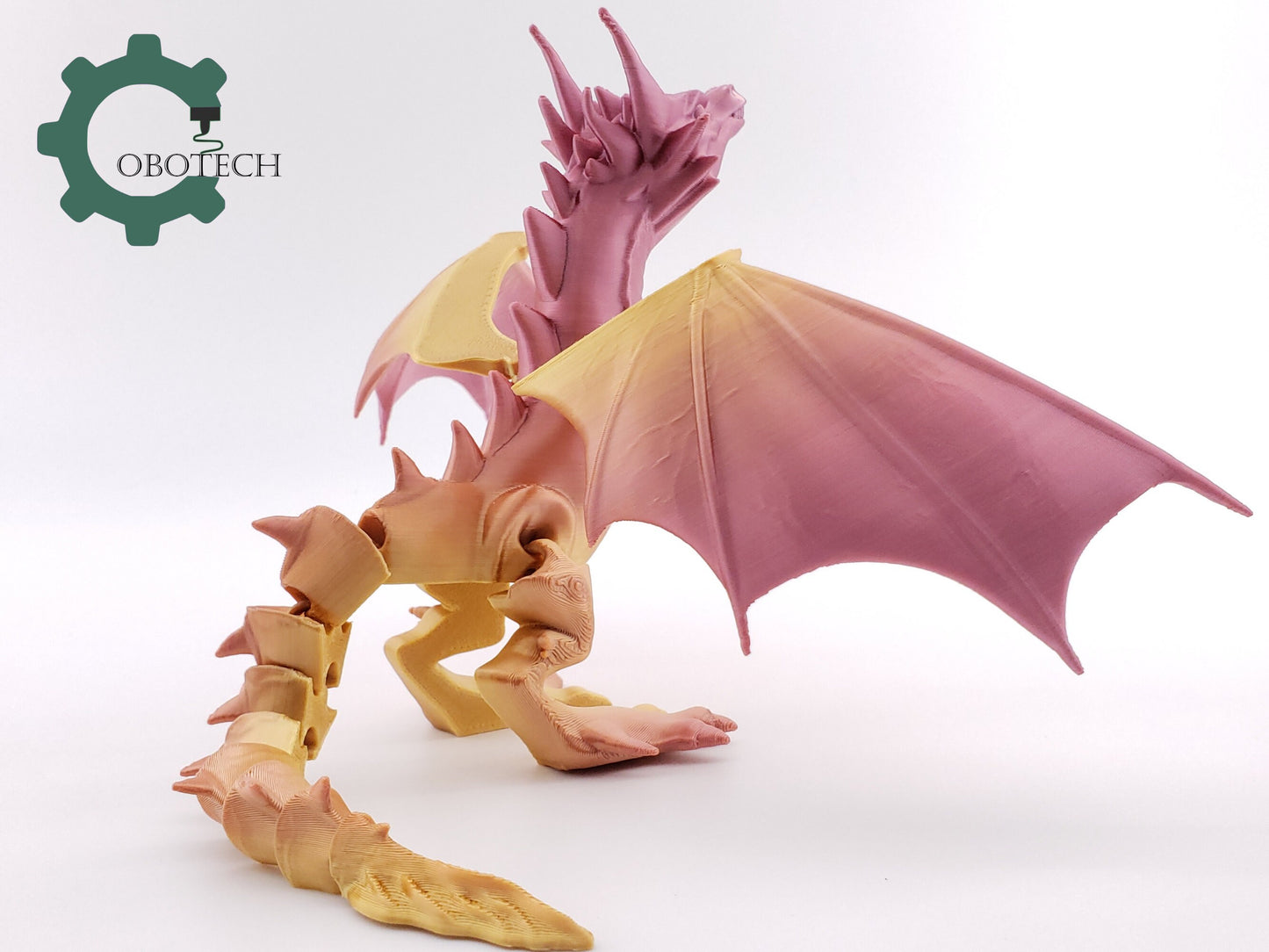 3D Print Articulated Dragon with Detachable Wings by Cobotech, Articulated Toy, Home/Desk Decoration, Cool Gift