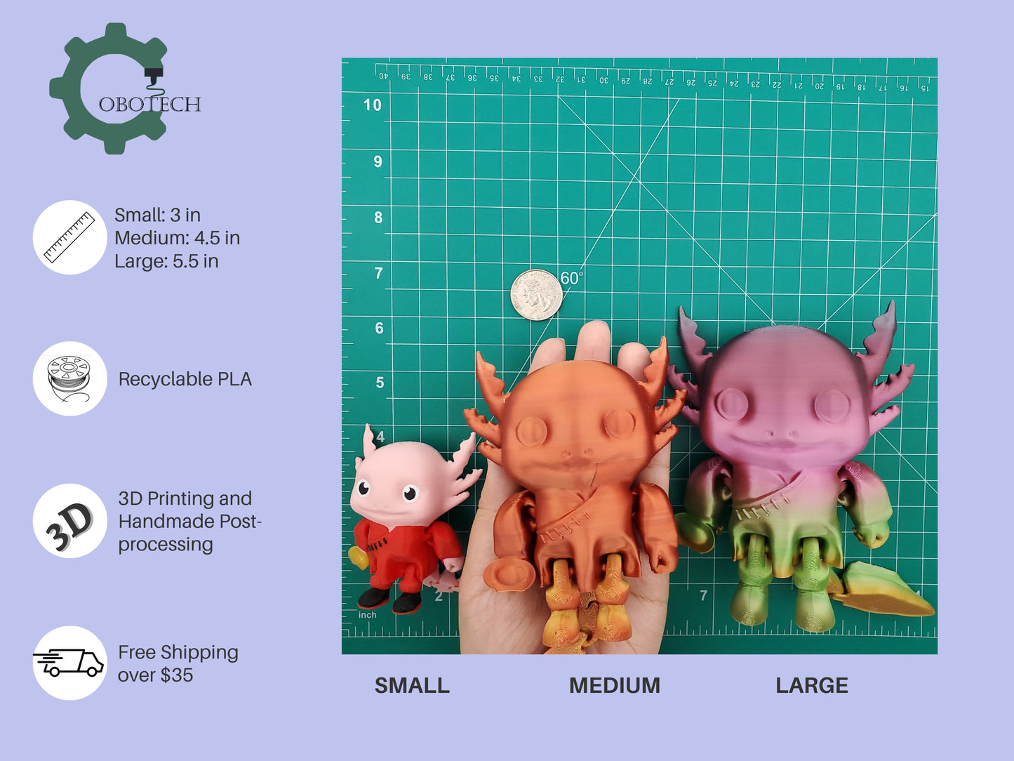 3D Print Articulated Lunar New Year Axolotl by Cobotech, Articulated Axolotl , Fidget Toy, Home/Desk Decoration, Unique Gift