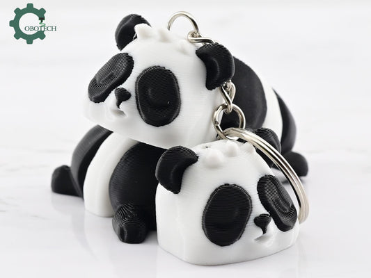 Digital Downloads Cobotech Napping Panda Keychain - Cute Articulated Cobotech Gift - Cute Keychain Charm - Unique Adorable Keychain Gift