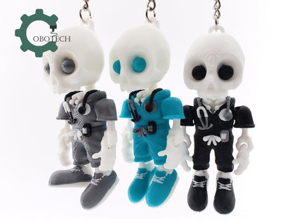 3D Print Articulated Skelly Nurse Keychain by Cobotech, Articulated Skeleton Nurse, Unique Decorations, Cool Gift