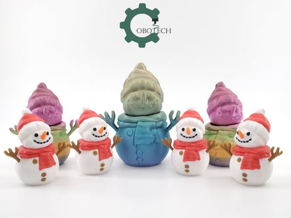 3D Print Twisty Snowman Ornament by Cobotech, Christmas Gift, Holiday Decoration, Unique Holiday Gift