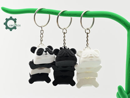 3D Printed Napping Panda Keychain - Cute Articulated 3D Print Gift - Cute Keychain Charm - Unique Adorable Keychain Gift