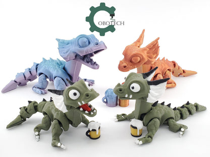 3D Print Articulated Tipsy Dragon by Cobotech, Articulated Knight, Desk Decor, Cool Gift
