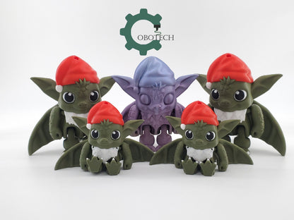 3D Print Articulated Baby Santa Dragon by Cobotech, Christmas Gift, Birthday Gift, Desk Decor, Unique Holiday Gift