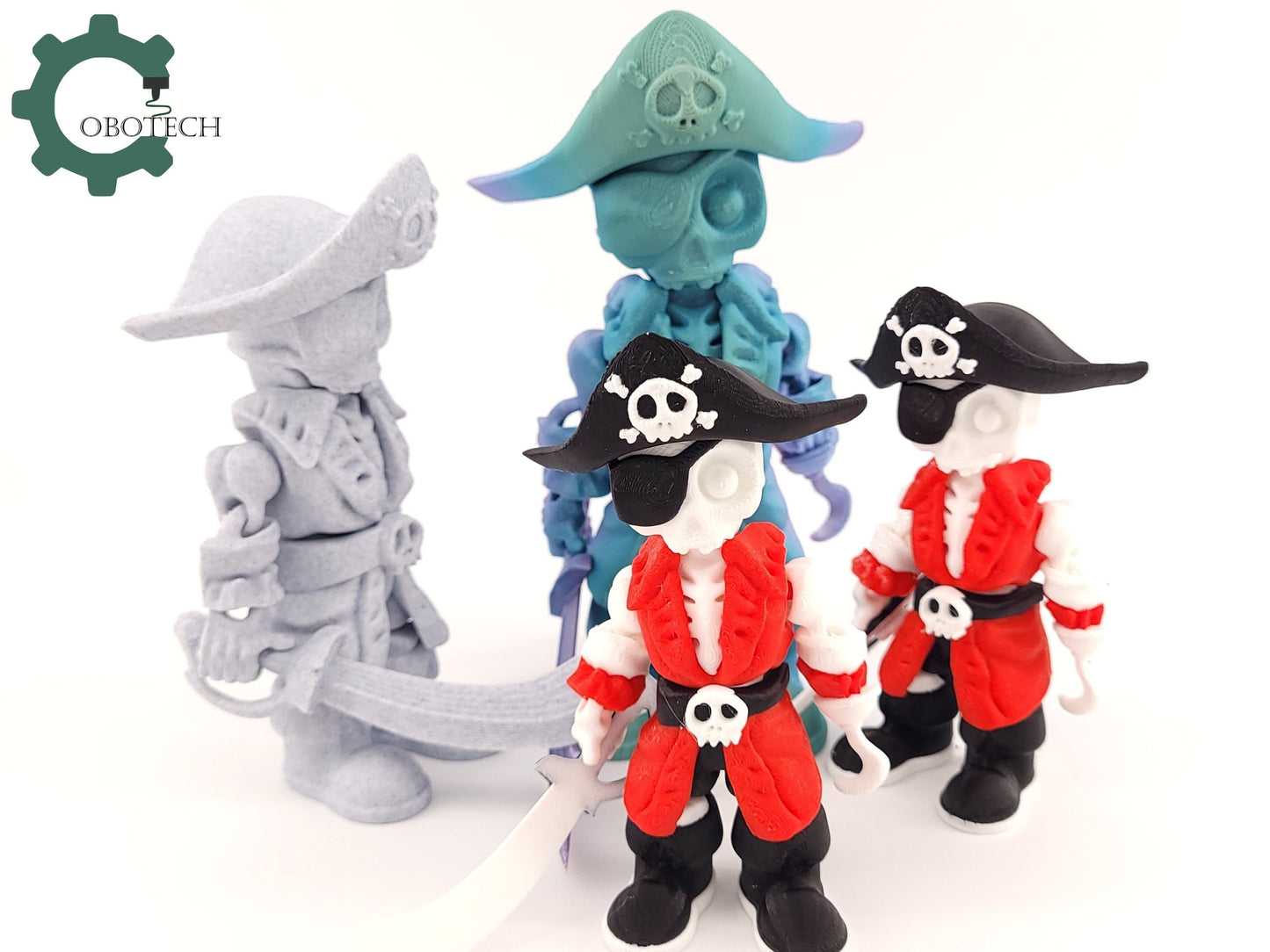 3D Print Articulated Bone Pirate by Cobotech, Skelly Pirate, Skeleton Pirate Toys, Articulated Toys, Desk Decor, Cool Gift