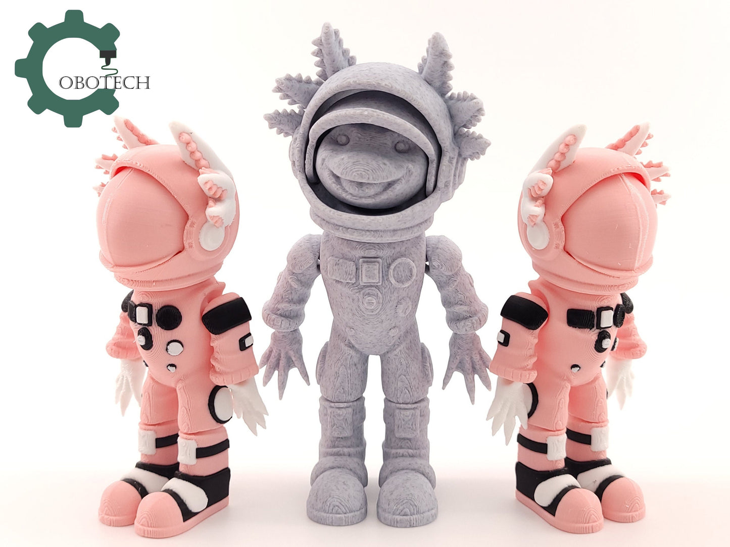 3D Print Articulated Axolotl Astronaut by Cobotech, Articulated Toys, Desk Decor, Cool Gift