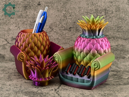 3D Printed Pineapple Sofa Card Holder by Cobotech - Fun Gaming Desk Accessory & Pen Holder, Game Card Organizer, Desk/Home Decor, Cool Gift