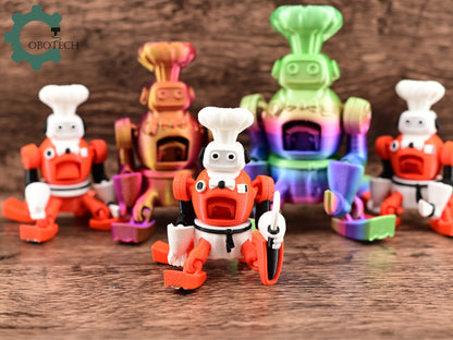 3D Print Articulated Robo Chef Toy, Unique Gift for Robot Lovers, Cute Articulated Kitchen Decor