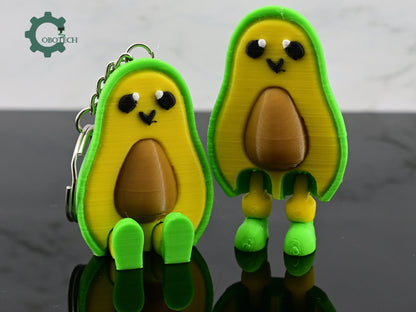 Cute Avocado Keychain Articulated Avocado Keychain by Cobotech, 3d printed articulated keychain, unique adorable keychain gifts