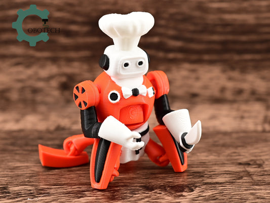 3D Print Articulated Robo Chef Toy, Unique Gift for Robot Lovers, Cute Articulated Kitchen Decor