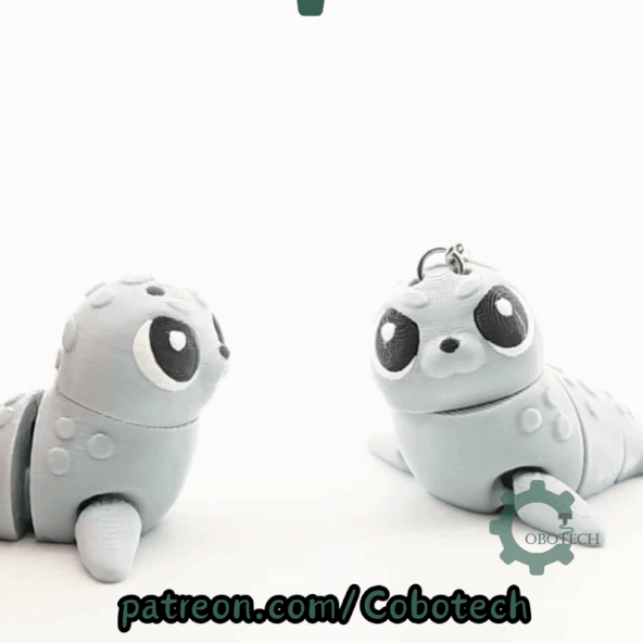 Digital Downloads - Cobotech Adorable Seal Articulated Keychain - Cute Backpack Keychain