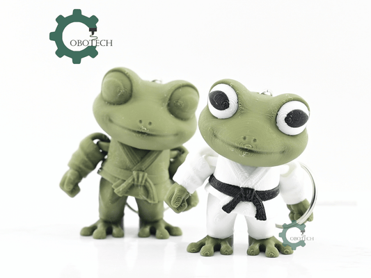 Digital Downloads - Cobotech Articulated Frog In Judo Gi Keychain - Cute Backpack Keychain