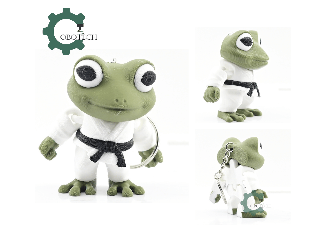 Digital Downloads - Cobotech Articulated Frog In Judo Gi Keychain - Cute Backpack Keychain