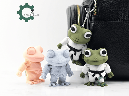 Digital Downloads - Cobotech Articulated Frog In Judo Gi Keychain - Cute Backpack Keychain
