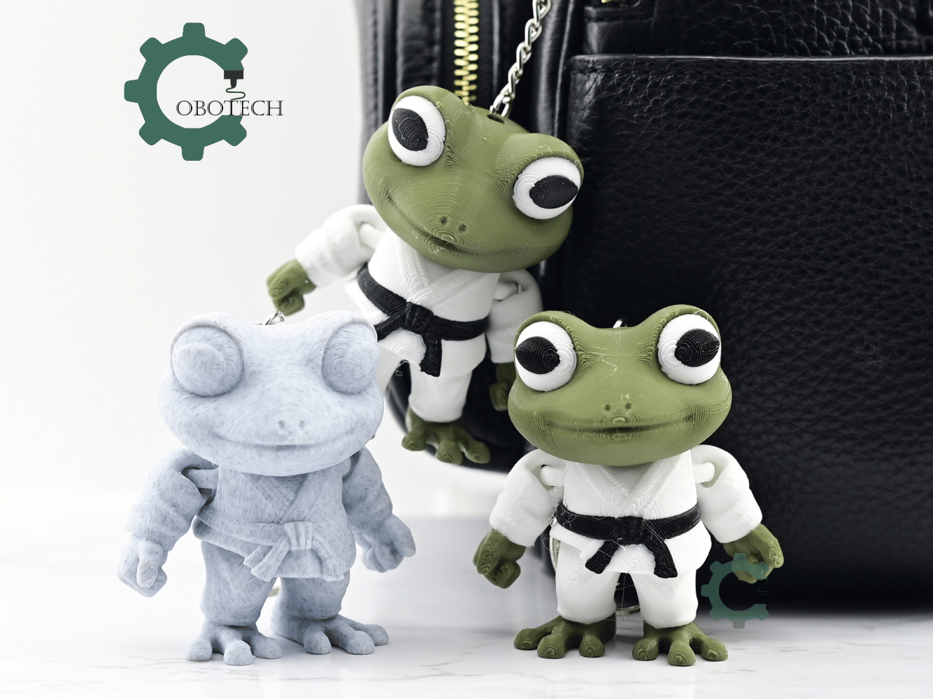 Digital Downloads - Cobotech Articulated Frog In Judo Gi Keychain - Cute Backpack Keychain
