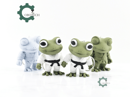 Digital Downloads - Cobotech Articulated Frog In Judo Gi Keychain - Cute Backpack Keychain