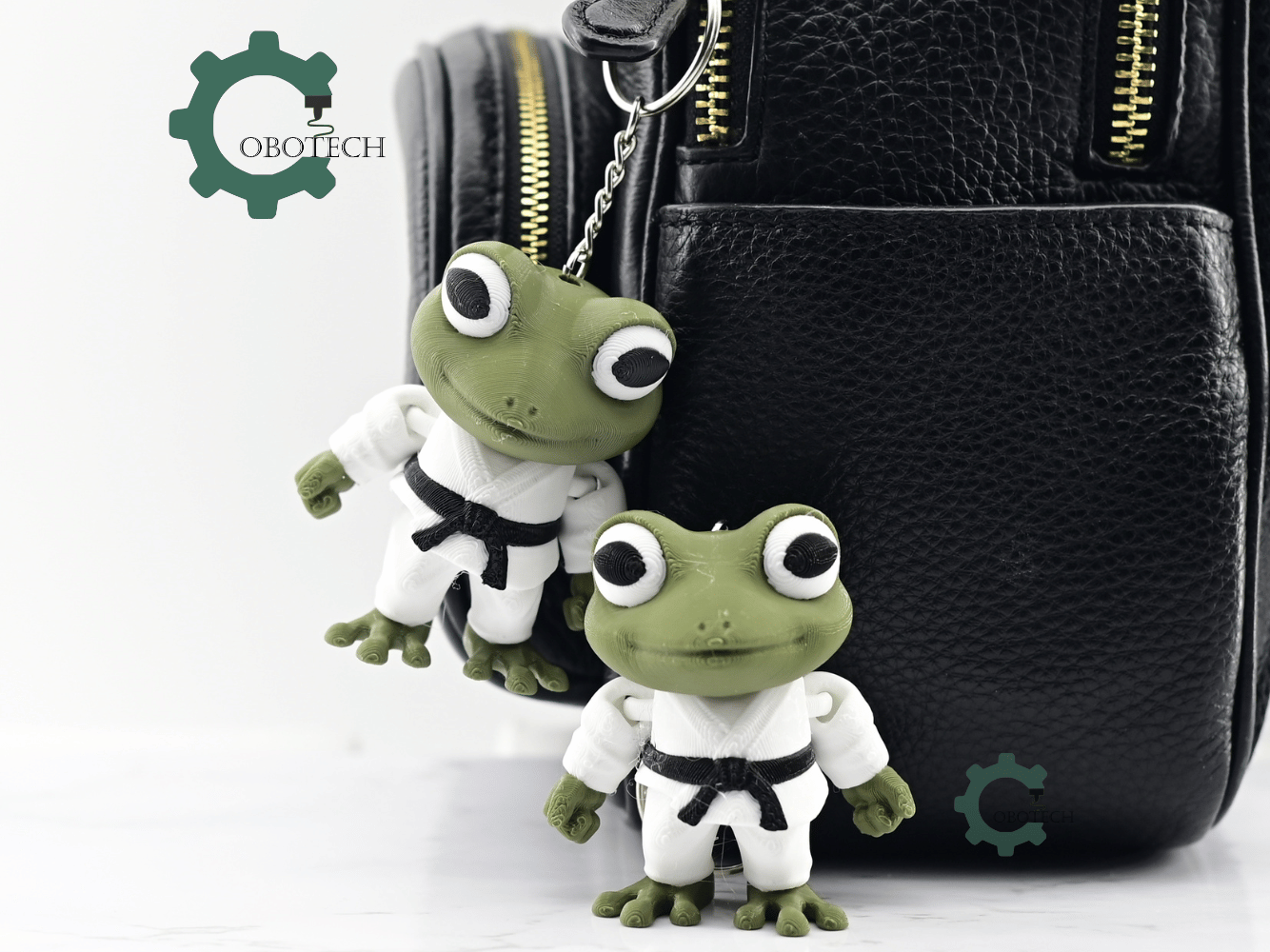 Digital Downloads - Cobotech Articulated Frog In Judo Gi Keychain - Cute Backpack Keychain