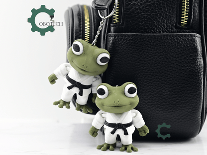 Digital Downloads - Cobotech Articulated Frog In Judo Gi Keychain - Cute Backpack Keychain