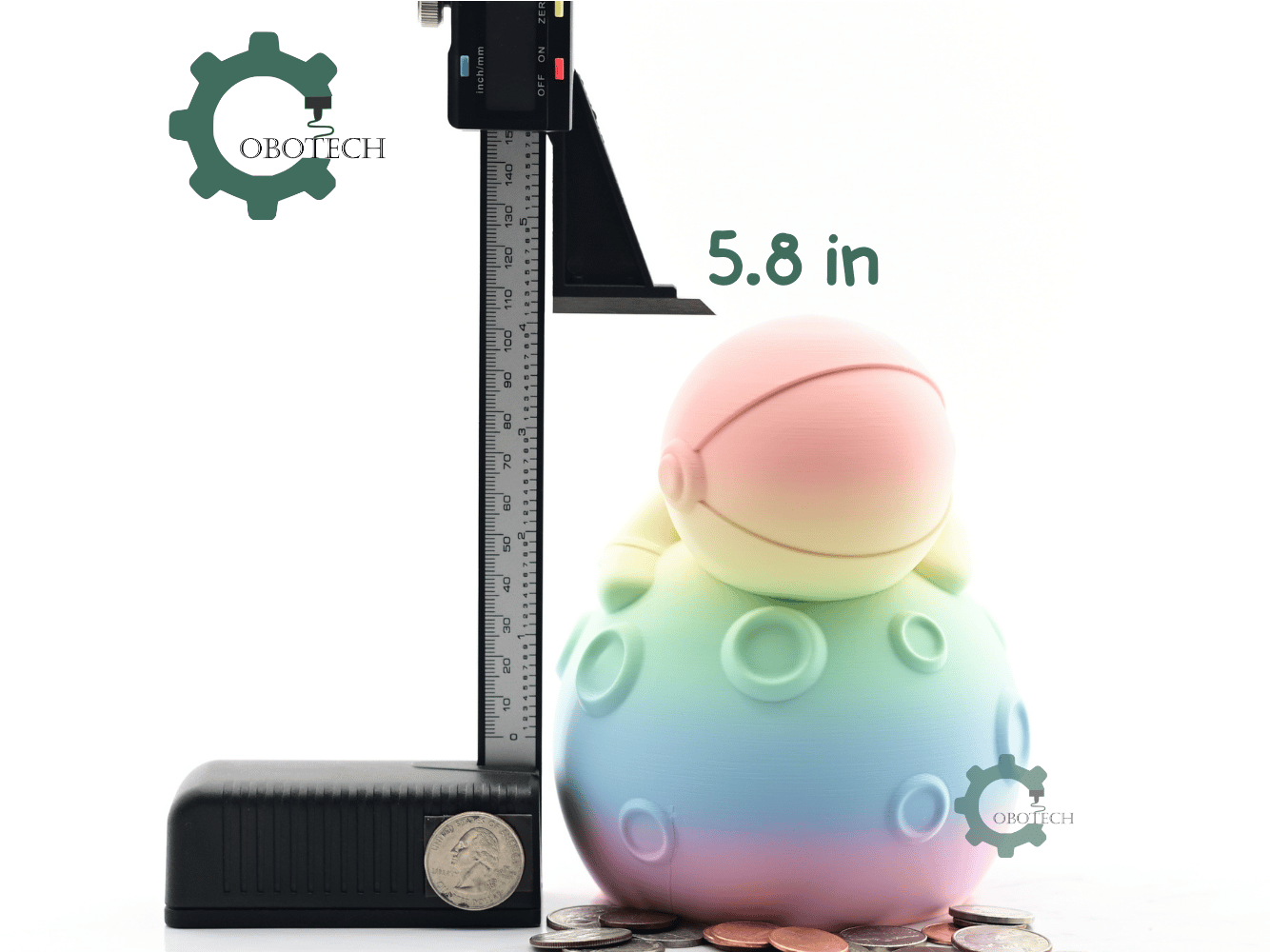 Digital Downloads - Cobotech Astronaut Hugging The Moon Piggy Bank - Desk Decor - Coin Bank Gifts