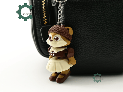 Digital Downloads - Cobotech Autumn Acorn Squirrel Articulated Keychain - Cute Backpack Keychain