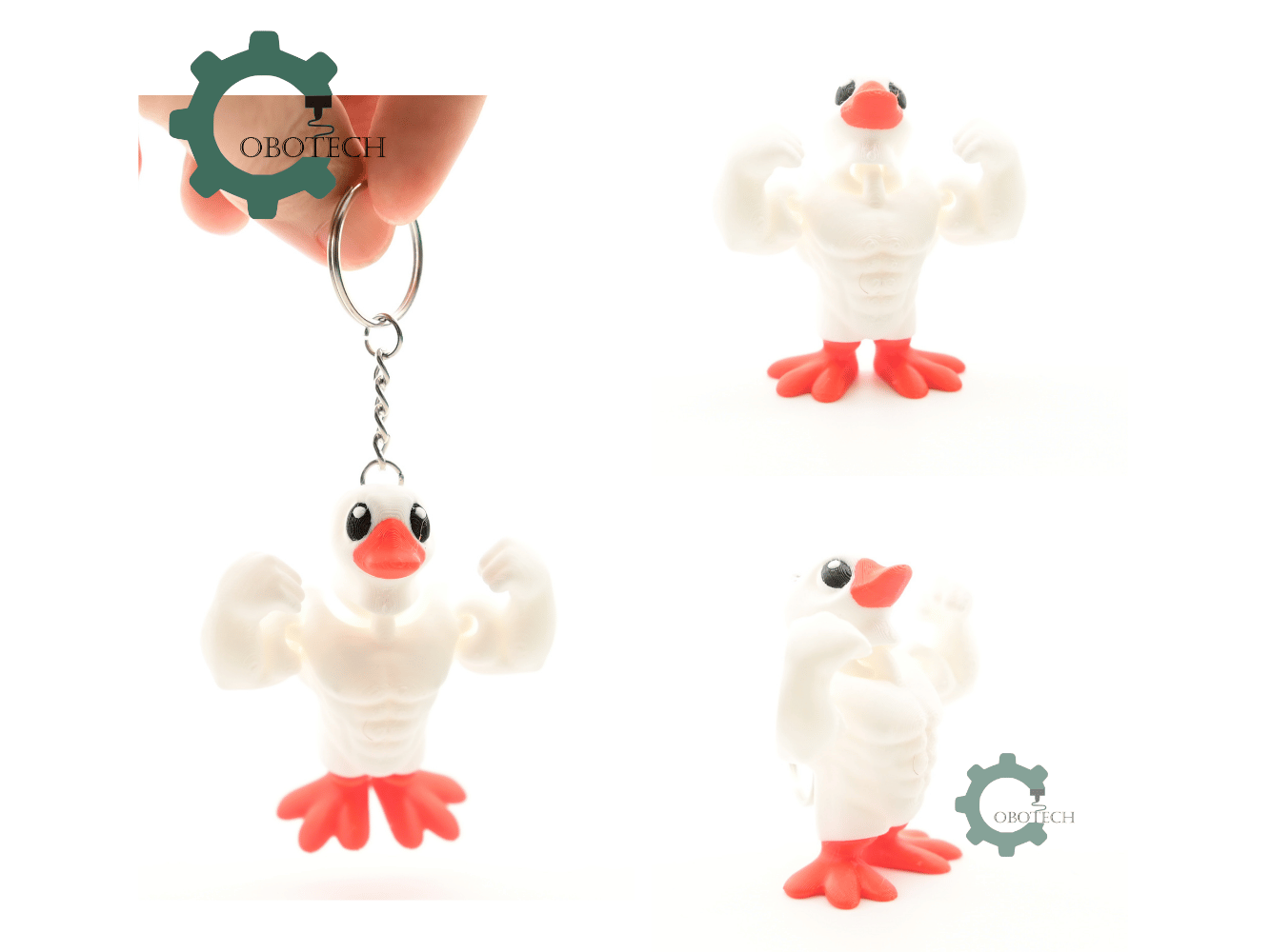 Digital Downloads - Cobotech Bodybuilder Duck Articulated Keychain - Cute Backpack Keychain