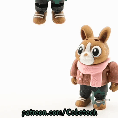 Digital Downloads - Cobotech Cozy Autumn Bunny For Animal Lovers Articulated Keychain - Cute Backpack Keychain