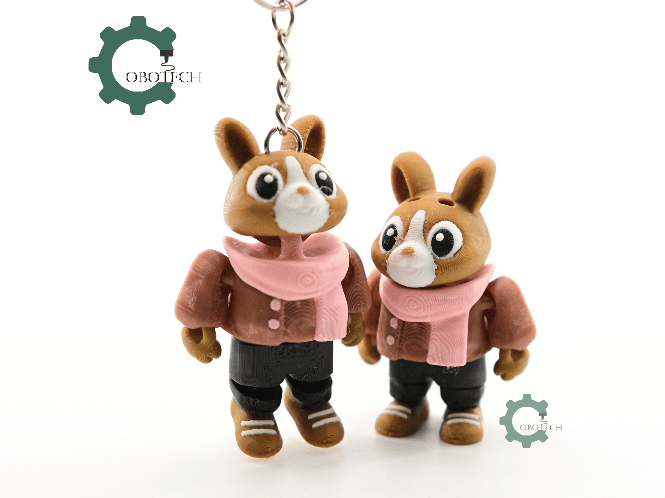 Digital Downloads - Cobotech Cozy Autumn Bunny For Animal Lovers Articulated Keychain - Cute Backpack Keychain