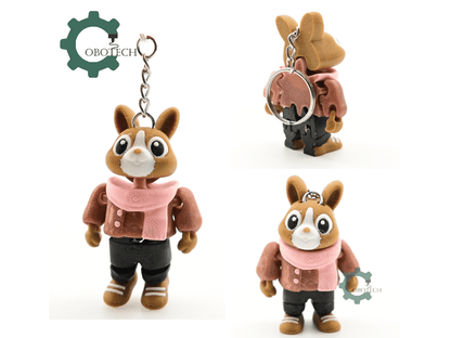 Digital Downloads - Cobotech Cozy Autumn Bunny For Animal Lovers Articulated Keychain - Cute Backpack Keychain