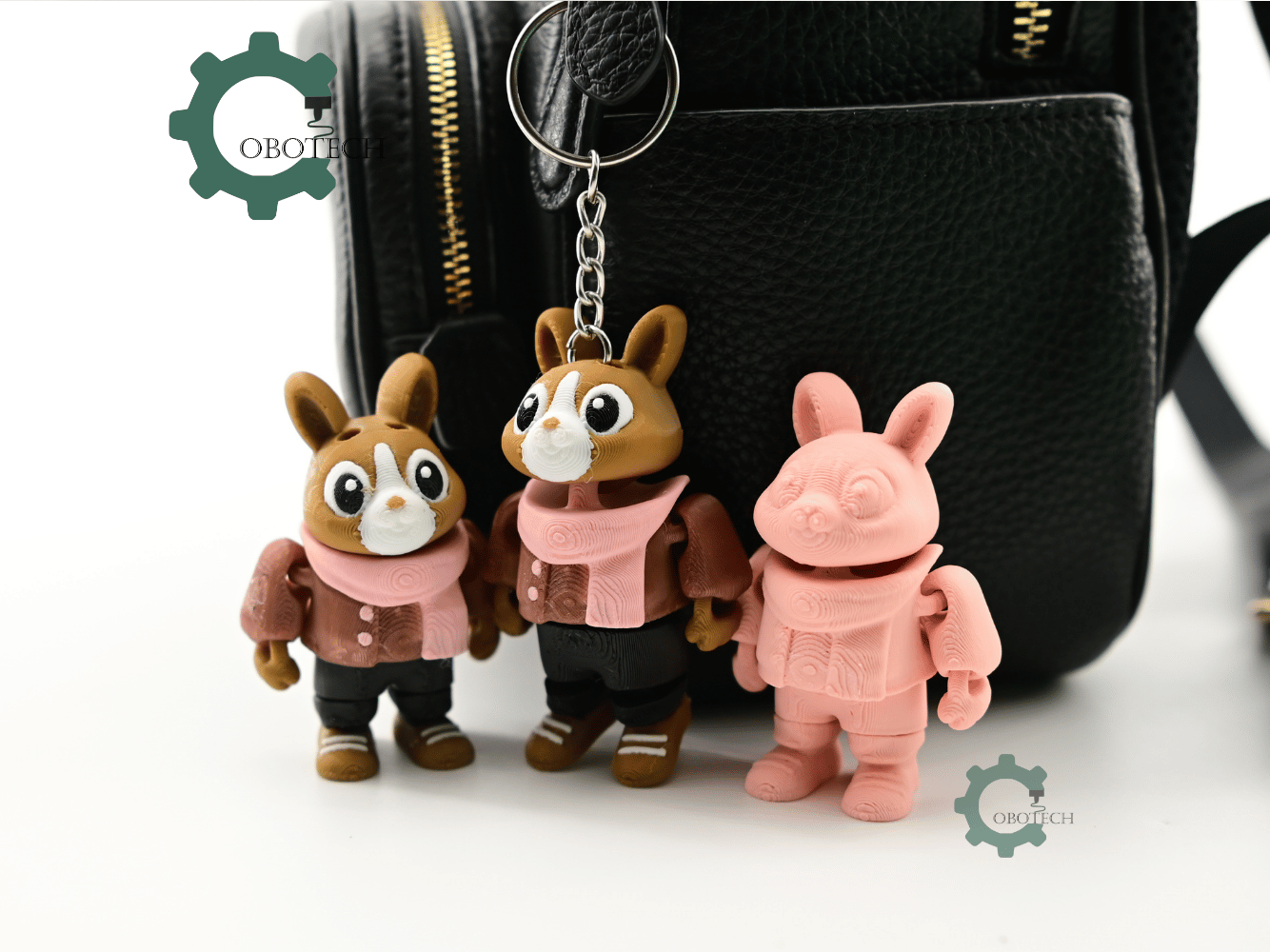 Digital Downloads - Cobotech Cozy Autumn Bunny For Animal Lovers Articulated Keychain - Cute Backpack Keychain