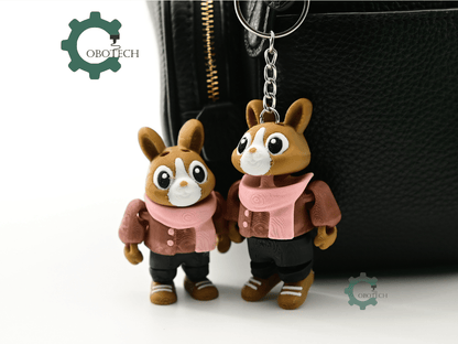 Digital Downloads - Cobotech Cozy Autumn Bunny For Animal Lovers Articulated Keychain - Cute Backpack Keychain