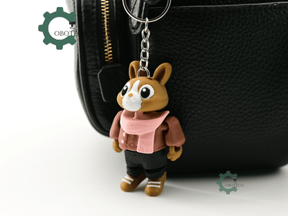 Digital Downloads - Cobotech Cozy Autumn Bunny For Animal Lovers Articulated Keychain - Cute Backpack Keychain